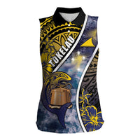 Personalised Tokelau Women Sleeveless Polo Shirt National Badge Waves Style