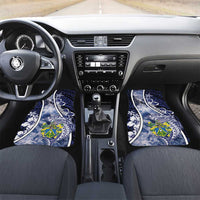 Pitcairn Islands Car Mats Coat Of Arms Waves Style DT05 Set 2pcs - Front Navy - Polynesian Pride