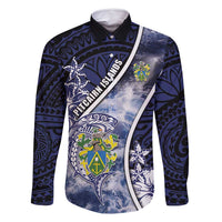 Personalised Pitcairn Islands Family Matching Mermaid Dress and Hawaiian Shirt Coat Of Arms Waves Style