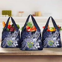Pitcairn Islands Grocery Bag Coat Of Arms Waves Style DT05 3-pack One Size Navy - Polynesian Pride