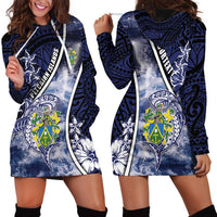 Personalised Pitcairn Islands Hoodie Dress Coat Of Arms Waves Style