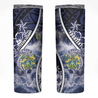 Personalised Pitcairn Islands Skinny Tumbler Coat Of Arms Waves Style DT05 Navy - Polynesian Pride
