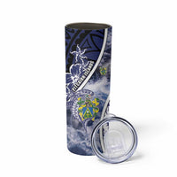 Personalised Pitcairn Islands Skinny Tumbler Coat Of Arms Waves Style DT05 - Polynesian Pride