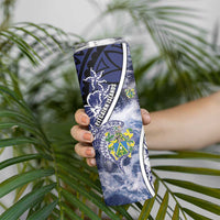 Personalised Pitcairn Islands Skinny Tumbler Coat Of Arms Waves Style DT05 - Polynesian Pride