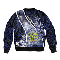 Personalised Pitcairn Islands Sleeve Zip Bomber Jacket Coat Of Arms Waves Style
