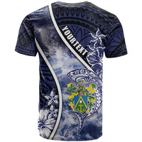 Personalised Pitcairn Islands T Shirt Coat Of Arms Waves Style
