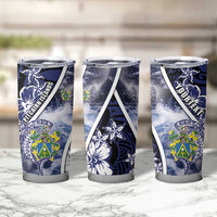 Personalised Pitcairn Islands Tumbler Cup Coat Of Arms Waves Style