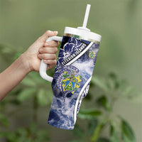 Personalised Pitcairn Islands Tumbler With Handle Coat Of Arms Waves Style