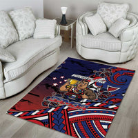 Samoa Wrestling Area Rug Polynesian Warrior Funny Style - Polynesian Pride