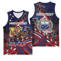 Personalised Samoa Wrestling Basketball Jersey Polynesian Warrior Funny Style DT05 - Polynesian Pride