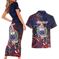 Personalised Samoa Wrestling Couples Matching Short Sleeve Bodycon Dress and Hawaiian Shirt Polynesian Warrior Funny Style DT05 - Polynesian Pride