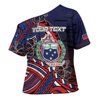 Personalised Samoa Wrestling Cross Shoulder Shirt Polynesian Warrior Funny Style DT05 - Polynesian Pride