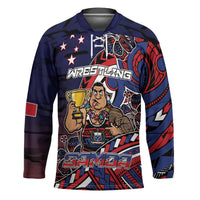 Personalised Samoa Wrestling Hockey Jersey Polynesian Warrior Funny Style DT05 Unisex Navy - Polynesian Pride