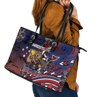 Samoa Wrestling Leather Tote Bag Polynesian Warrior Funny Style - Polynesian Pride