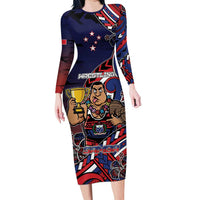 Personalised Samoa Wrestling Long Sleeve Bodycon Dress Polynesian Warrior Funny Style - Polynesian Pride