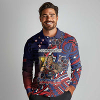Personalised Samoa Wrestling Long Sleeve Polo Shirt Polynesian Warrior Funny Style DT05 - Polynesian Pride