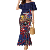 Personalised Samoa Wrestling Mermaid Dress Polynesian Warrior Funny Style DT05 Women Navy - Polynesian Pride