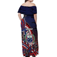 Personalised Samoa Wrestling Off Shoulder Maxi Dress Polynesian Warrior Funny Style DT05 - Polynesian Pride