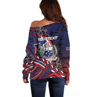 Personalised Samoa Wrestling Off Shoulder Sweater Polynesian Warrior Funny Style - Polynesian Pride