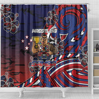 Samoa Wrestling Shower Curtain Polynesian Warrior Funny Style - Polynesian Pride