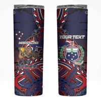 Personalised Samoa Wrestling Skinny Tumbler Polynesian Warrior Funny Style DT05 Navy - Polynesian Pride