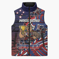 Personalised Samoa Wrestling Sleeveless Puffer Jacket Polynesian Warrior Funny Style DT05 Unisex Navy - Polynesian Pride