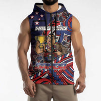 Personalised Samoa Wrestling Sleeveless Zip Hoodie Polynesian Warrior Funny Style DT05 - Polynesian Pride