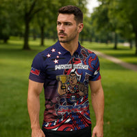 Personalised Samoa Wrestling Zipper Polo Shirt Polynesian Warrior Funny Style DT05 - Polynesian Pride