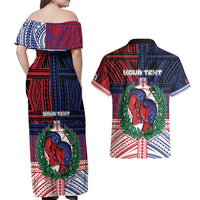 Personalised Samoa Boxing Couples Matching Off Shoulder Maxi Dress and Hawaiian Shirt Samoan Boxer Funny Style DT05 - Polynesian Pride