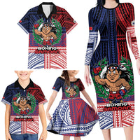 Personalised Samoa Boxing Family Matching Long Sleeve Bodycon Dress and Hawaiian Shirt Samoan Boxer Funny Style - Polynesian Pride