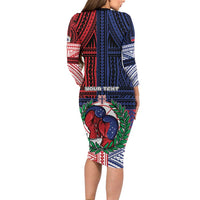 Personalised Samoa Boxing Family Matching Long Sleeve Bodycon Dress and Hawaiian Shirt Samoan Boxer Funny Style - Polynesian Pride