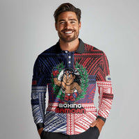 Personalised Samoa Boxing Long Sleeve Polo Shirt Samoan Boxer Funny Style DT05 - Polynesian Pride