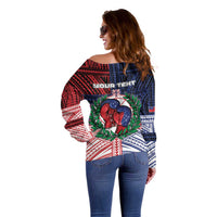 Personalised Samoa Boxing Off Shoulder Sweater Samoan Boxer Funny Style - Polynesian Pride