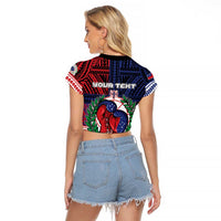Personalised Samoa Boxing Raglan Cropped T Shirt Samoan Boxer Funny Style DT05 - Polynesian Pride