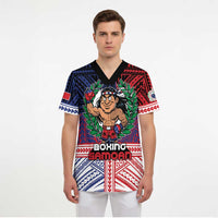 Personalised Samoa Boxing Scrub Top Samoan Boxer Funny Style DT05 - Polynesian Pride