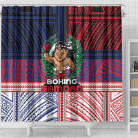 Samoa Boxing Shower Curtain Samoan Boxer Funny Style - Polynesian Pride