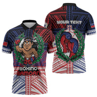 Personalised Samoa Boxing Zipper Polo Shirt Samoan Boxer Funny Style DT05 - Polynesian Pride