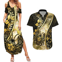 Personalised Niue Couples Matching Summer Maxi Dress and Hawaiian Shirt Niuean Crab Waves Style