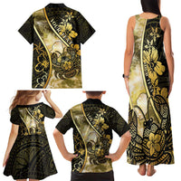 Personalised Niue Family Matching Tank Maxi Dress and Hawaiian Shirt Niuean Crab Waves Style