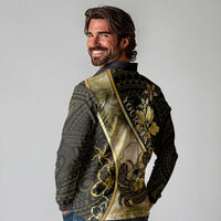 Personalised Niue Long Sleeve Polo Shirt Niuean Crab Waves Style