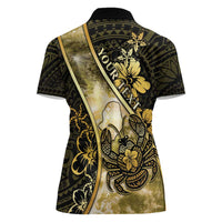 Personalised Niue Women Polo Shirt Niuean Crab Waves Style