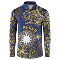 Personalised Nauru Button Sweatshirt Hibiscus Polynesian Tribal Pattern