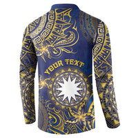 Personalised Nauru Button Sweatshirt Hibiscus Polynesian Tribal Pattern