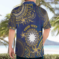 Personalised Nauru Hawaiian Shirt Hibiscus Polynesian Tribal Pattern