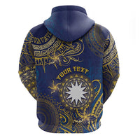 Personalised Nauru Hoodie Hibiscus Polynesian Tribal Pattern