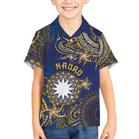 Personalised Nauru Kid Hawaiian Shirt Hibiscus Polynesian Tribal Pattern