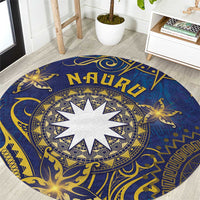 Nauru Round Carpet Hibiscus Polynesian Tribal Pattern