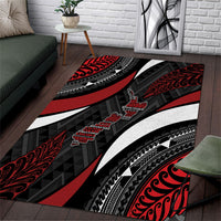 Aotearoa New Zealand Native Birds Map Area Rug Silver Fern Tribal Pattern DT05 Red - Polynesian Pride