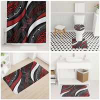 Aotearoa New Zealand Native Birds Map Bathroom Set Silver Fern Tribal Pattern DT05 - Polynesian Pride