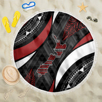 Aotearoa New Zealand Native Birds Map Beach Blanket Silver Fern Tribal Pattern DT05 One Size 150cm Red - Polynesian Pride
